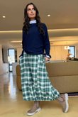 Roberta Plaid Brushed Cotton Balloon Hem Skirt Clover